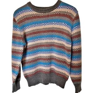 VTG Saturdays Generation Womans Crew Neck Knit Sweater L Geometric Grandma Cozy